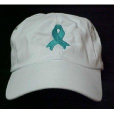 Teal Ribbon White Ovarian Cancer Cap Baseball Hat NWT  eb-20691402